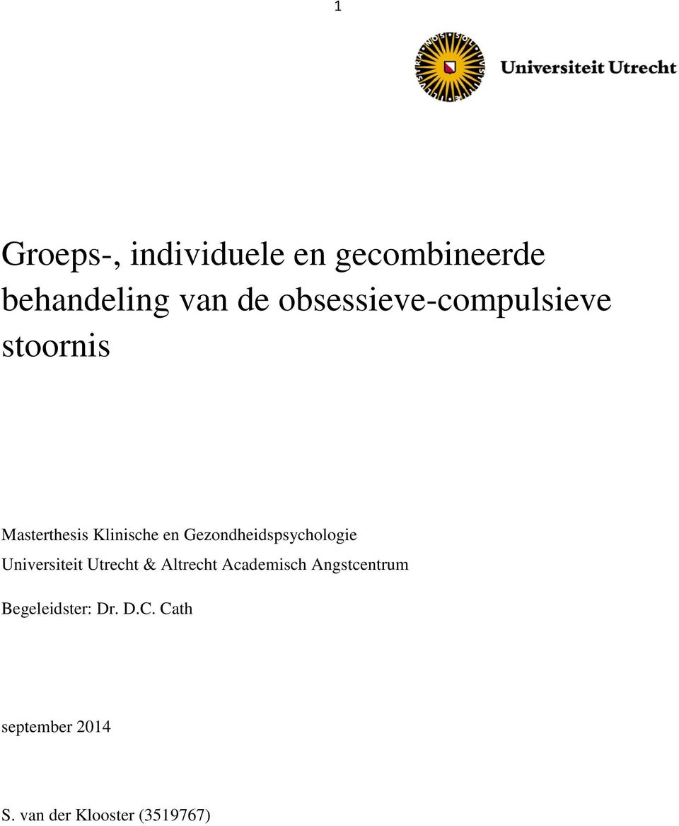 Gezondheidspsychologie Universiteit Utrecht & Altrecht Academisch