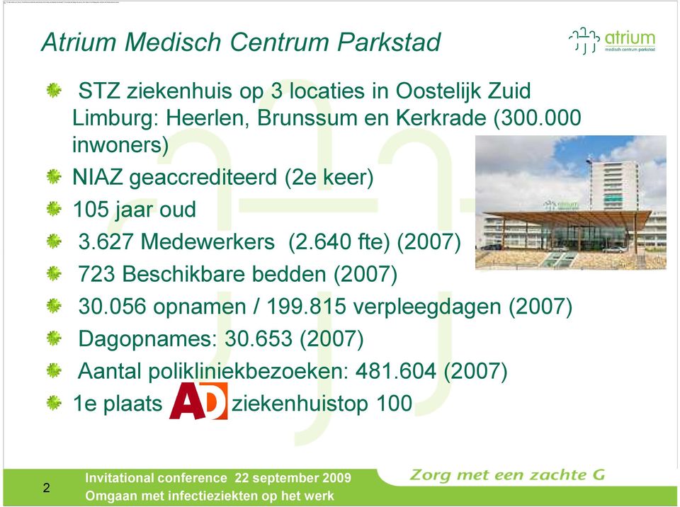 Atrium Medisch Centrum Parkstad STZ ziekenhuis op 3 locaties in Oostelijk Zuid Limburg: Heerlen, Brunssum en Kerkrade (300.