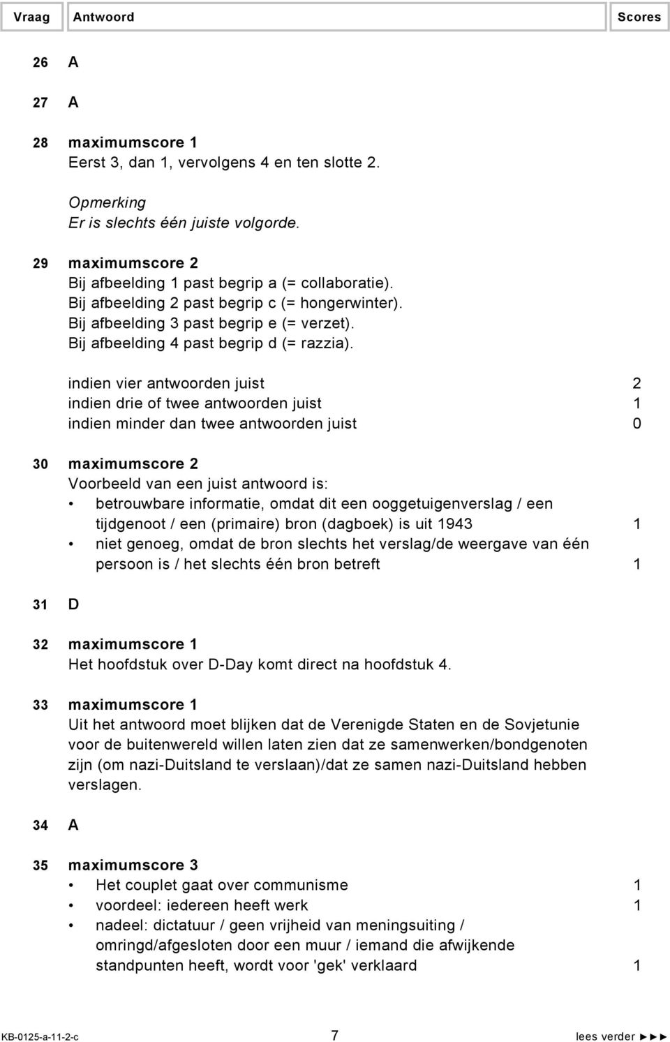 indien vier antwoorden juist 2 indien drie of twee antwoorden juist 1 indien minder dan twee antwoorden juist 0 30 maximumscore 2 betrouwbare informatie, omdat dit een ooggetuigenverslag / een