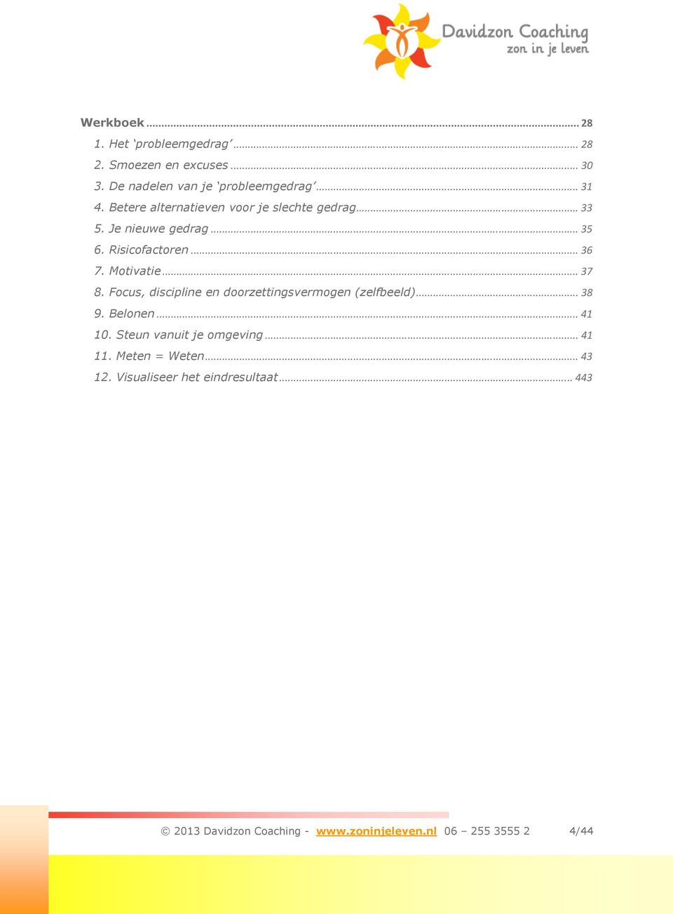 Focus, discipline en doorzettingsvermogen (zelfbeeld)... 38 9. Belonen... 41 10. Steun vanuit je omgeving... 41 11.