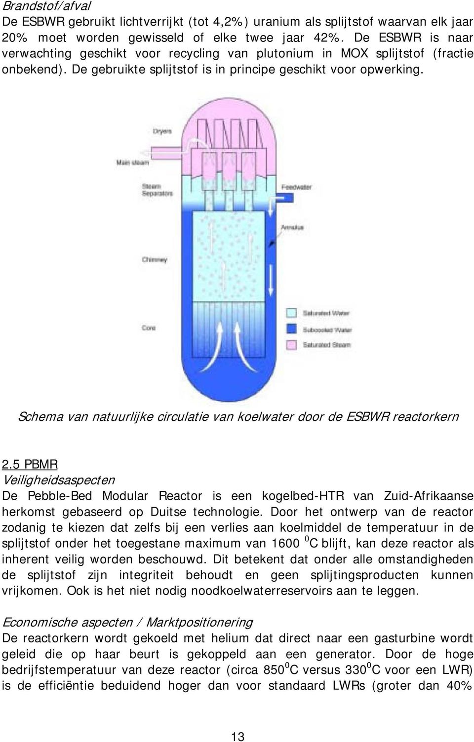 Schema van natuurlijke circulatie van koelwater door de ESBWR reactorkern 2.