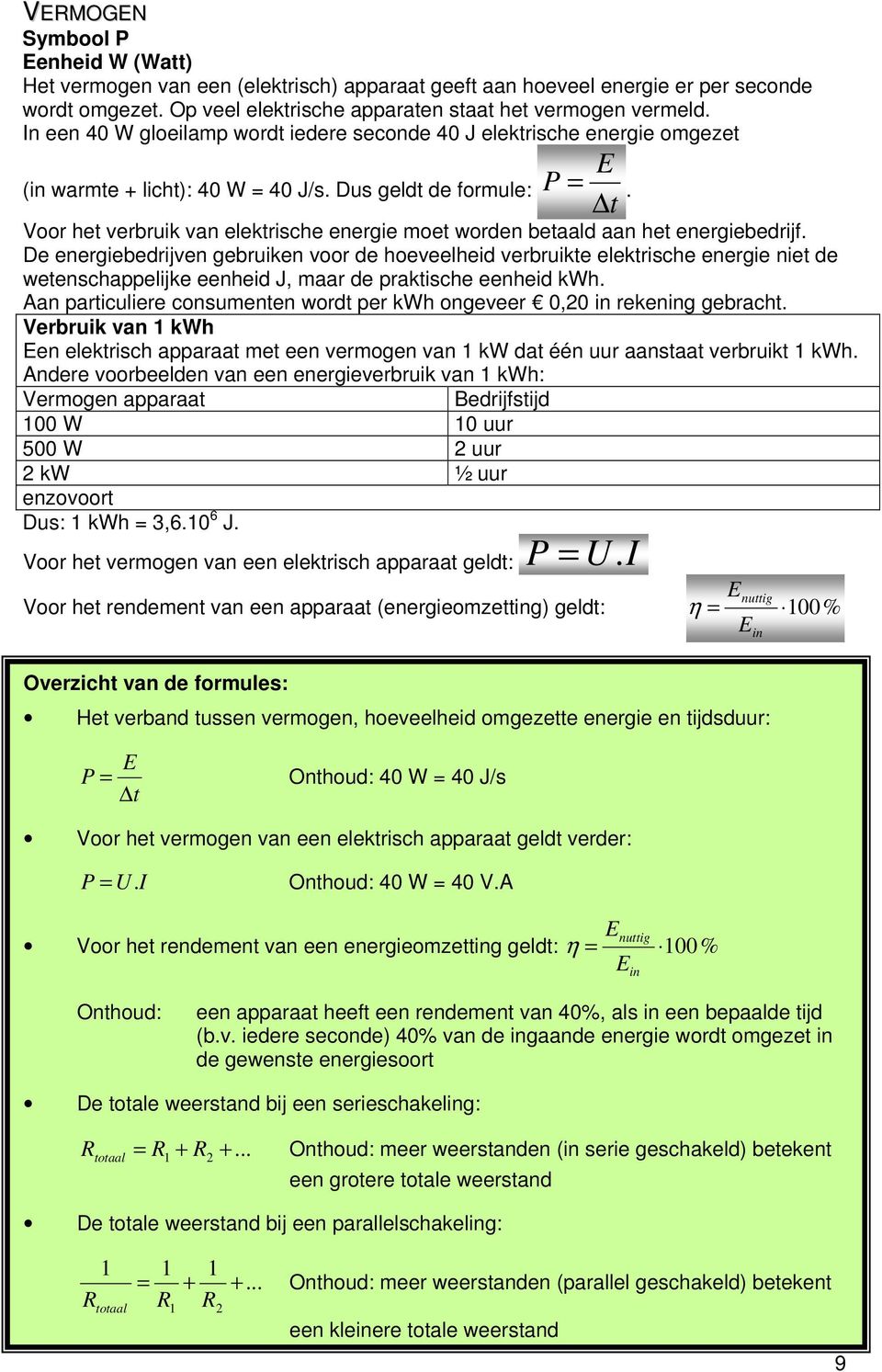 Voor het verbruik van elektrische energie moet worden betaald aan het energiebedrijf.