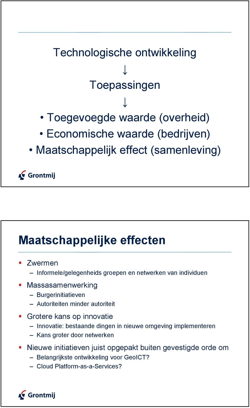 minder autoriteit Grotere kans op innovatie Innovatie: bestaande dingen in nieuwe omgeving implementeren Kans groter door netwerken Nieuwe