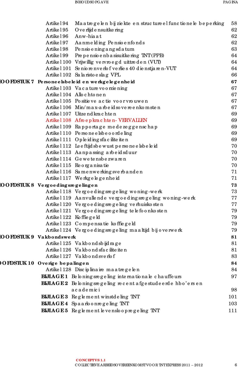 Artikel 102 Salaristoeslag VPL 66 OOFDSTUK 7 Personeelsbeleid en werkgelegenheid 67 Artikel 103 Vacaturevoorziening 67 Artikel 104 Allochtonen 67 Artikel 105 Positieve actie voor vrouwen 67 Artikel