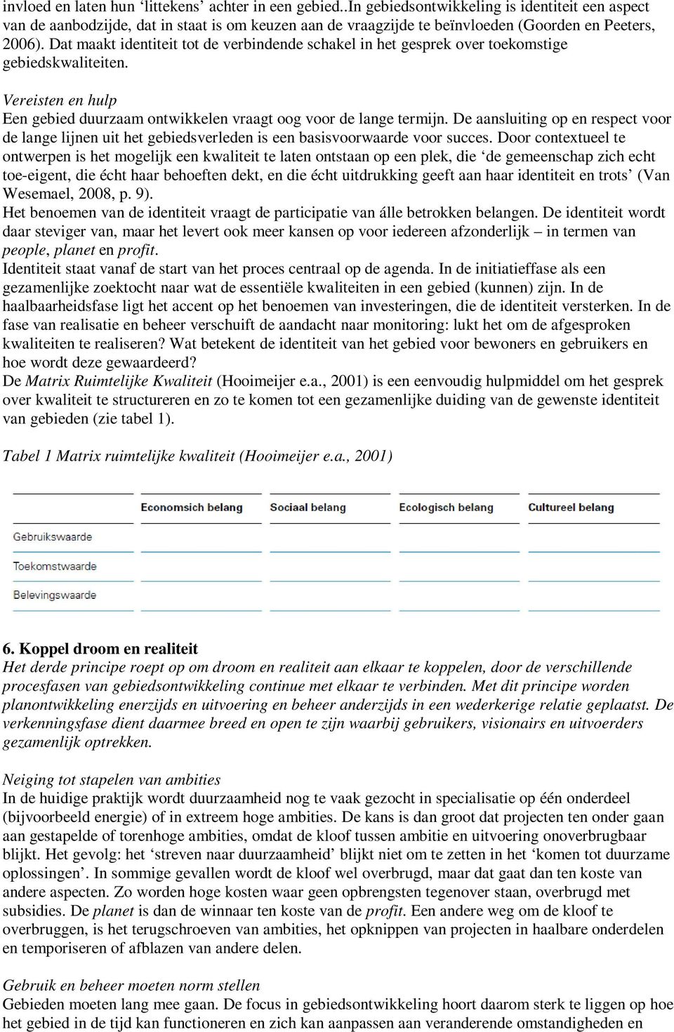 Dat maakt identiteit tot de verbindende schakel in het gesprek over toekomstige gebiedskwaliteiten. Vereisten en hulp Een gebied duurzaam ontwikkelen vraagt oog voor de lange termijn.