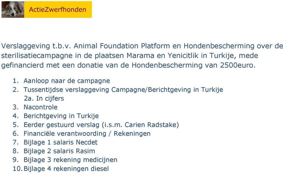 Animal Foundation Platform en Hondenbescherming over de sterilisatiecampagne in de plaatsen Marama en Yenicitlik in Turkije, mede gefinancierd