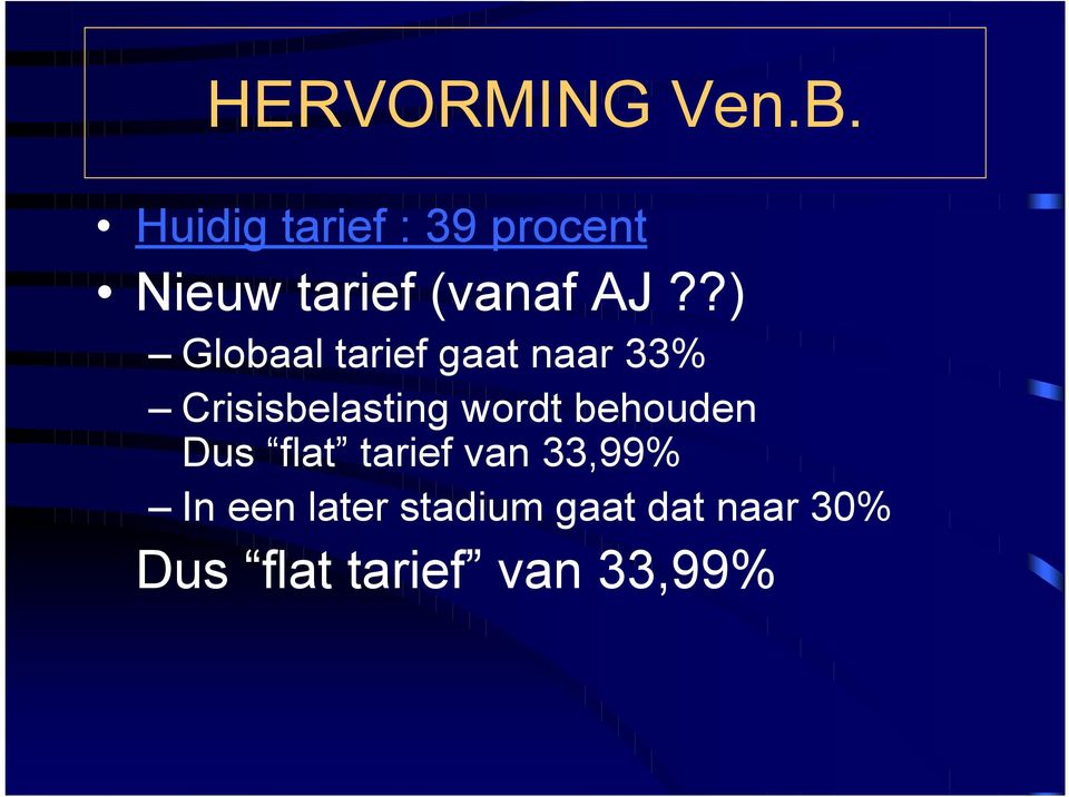 ?) Globaal tarief gaat naar 33% Crisisbelasting wordt