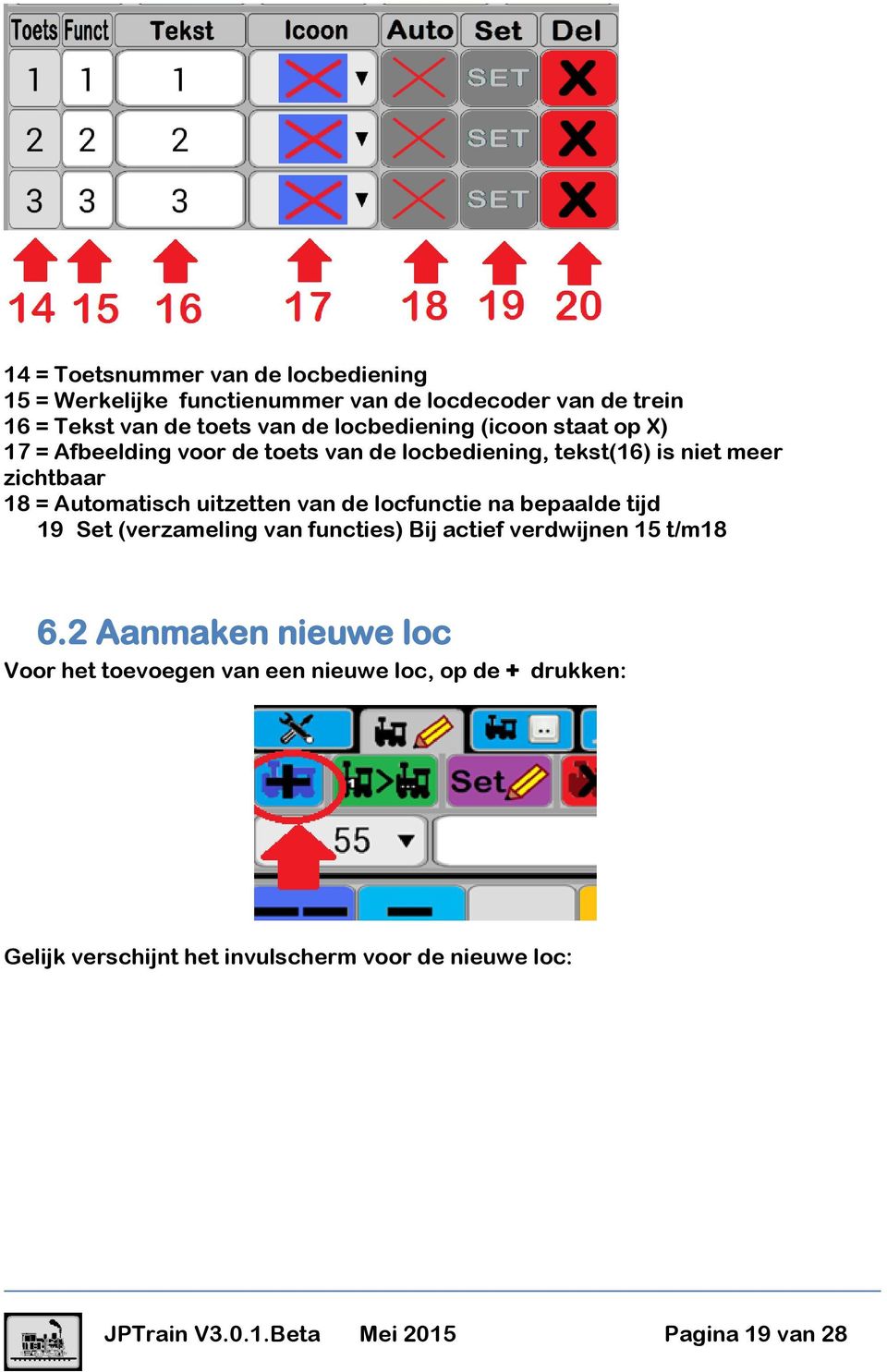 uitzetten van de locfunctie na bepaalde tijd 19 Set (verzameling van functies) Bij actief verdwijnen 15 t/m18 6.