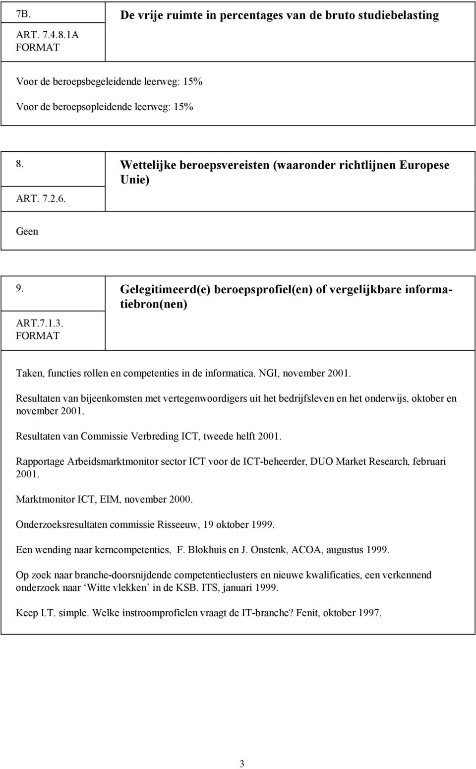 FORMAT Taken, functies rollen en competenties in de informatica. NGI, november 2001.