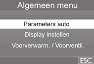 Controle tijdens het rijden Display van het instrumentenpaneel Hoofdmenu* 1 Parameters van de auto 1 Display instellen 2 Instel.