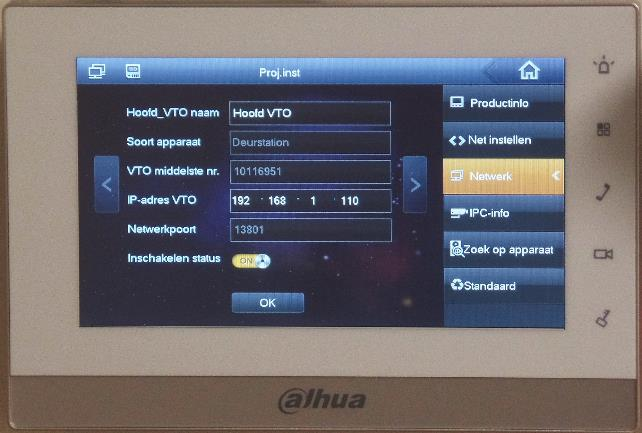7 Handleiding Dahua Villa Intercom 2-Wire Netwerk: Hier gaan we het IP adres opgeven van de buitenpost.