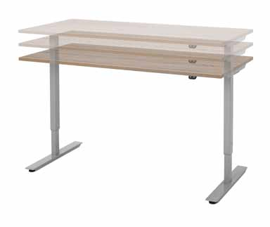 NIEUW ELEKTRISCHE ZIT/STATAFEL Type: Ultradjust Next Traploos elektrisch verstelbare tafel met 4-poots frame. Minimum hoogte inclusief blad 69 cm. Maximale hoogte inclusief blad 118 cm.