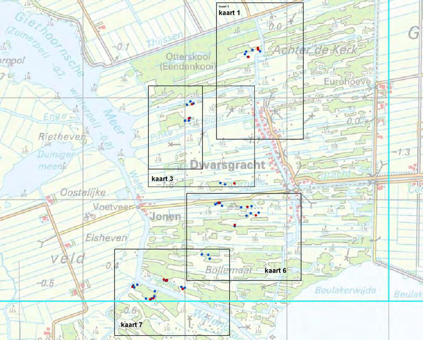 Verspreid over het noordwestelijk deel van De Wieden zijn veertien terreinen aangepakt met beheer, variërend in grootte tussen 0,1 hectare en 0,75 hectare.