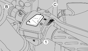Switch off the engine by pressing the stop button (1) placing it in position (C). Schakel de motor uit door de knop (1) in positie (C) te plaatsen.