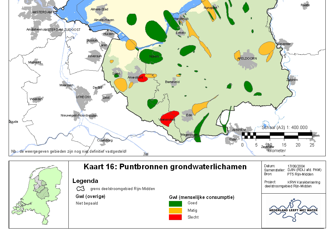 Figuur 4-2 Puntbronnen grondwater 4.2.2 Diffuse belasting van het grondwater Categorie 1 Gebiedsdekkend Meststoffen De diffuse belasting van het grondwater door diverse stoffen is sterk afhankelijk van het grondgebruik.