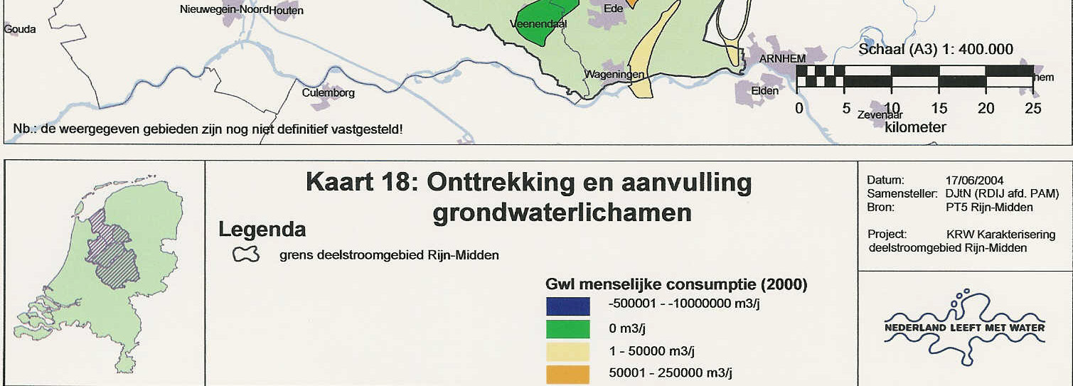 Figuur 4-3 Onttrekking en kunstmatige aanvulling van grondwater uit grondwaterlichamen menselijke consumptie 4.2.