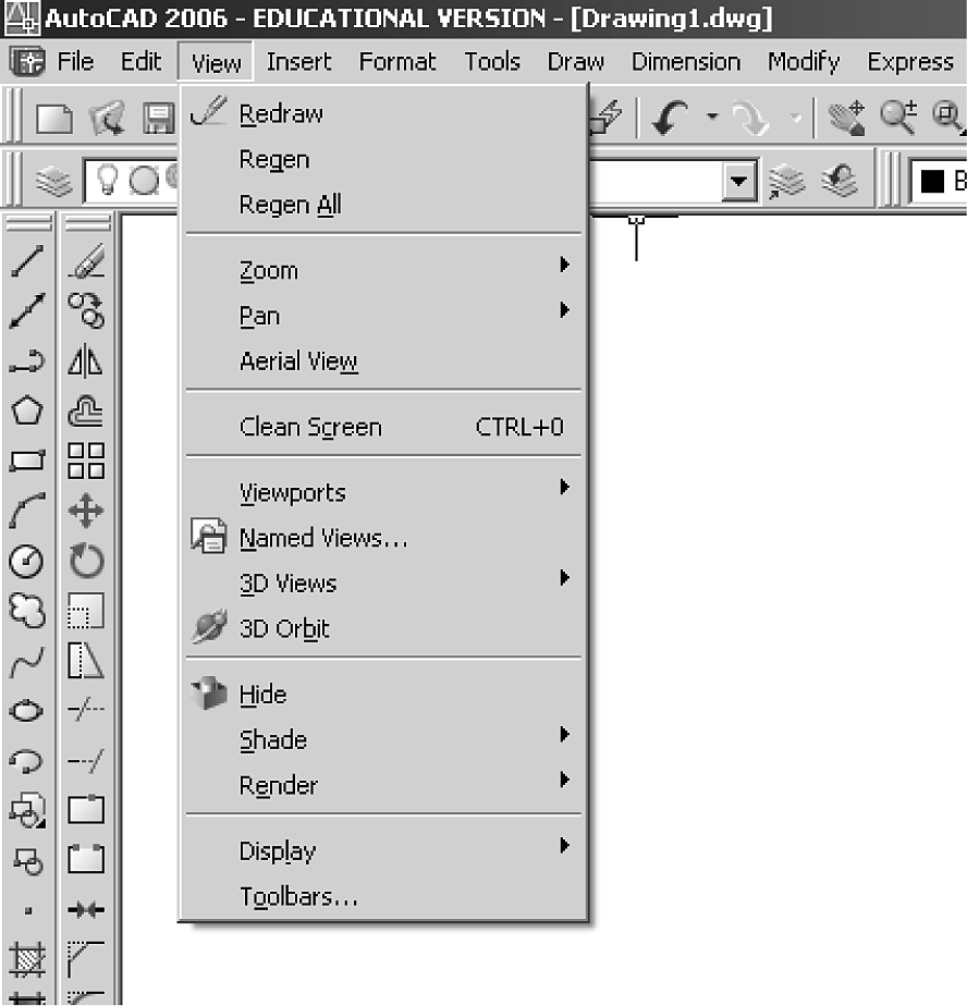 1p 9 Dit CAD-menu wordt zichtbaar als je op View klikt. Wat voor soort menu is dit?