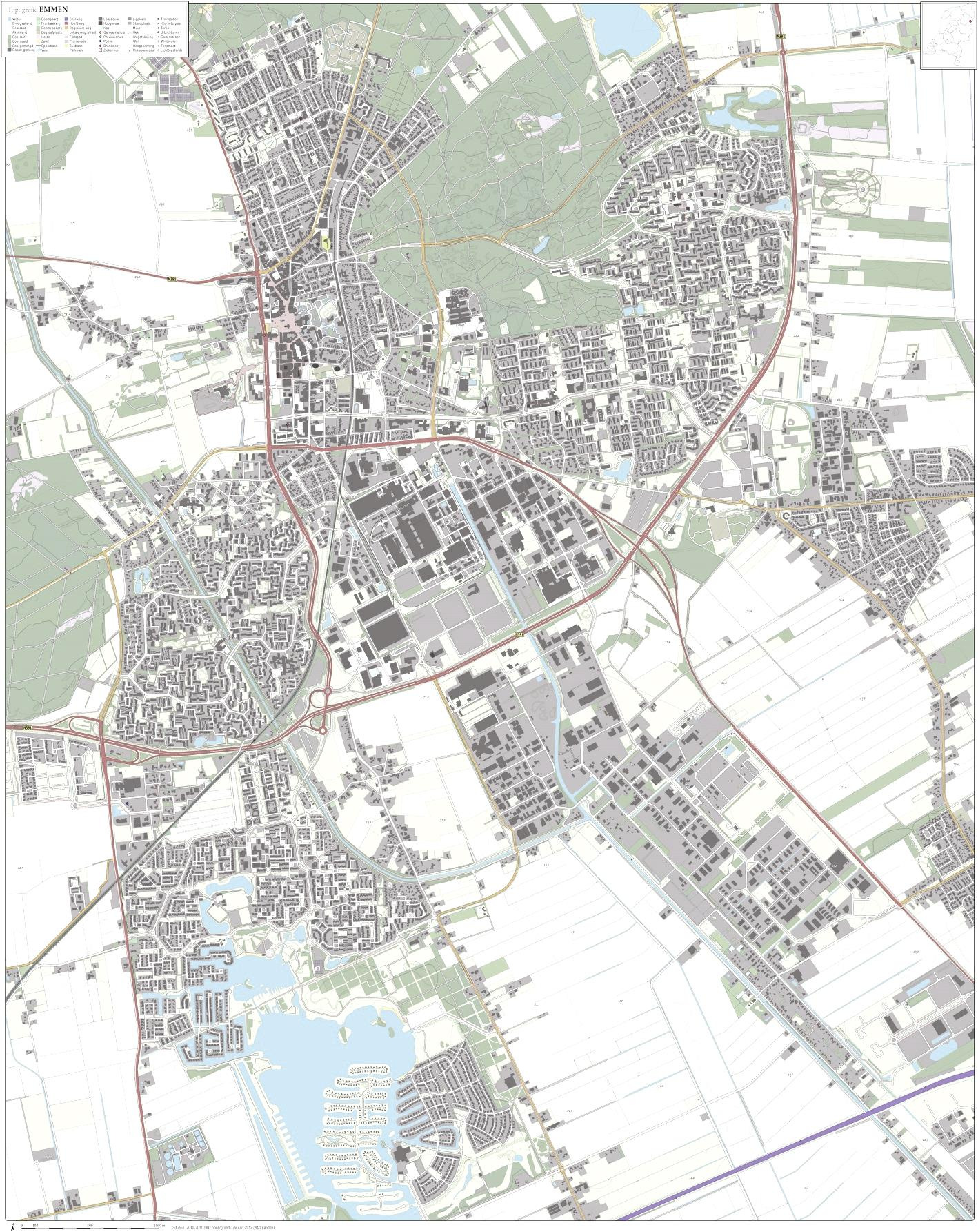 Kaart: Basis-plusgebieden in de kern Emmen