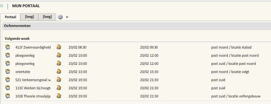 3. Info opvragen door sectiehoofd Na het inloggen start VP met het Portaal waarin een aantal velden informatie geven. O.a. is een overzicht te zien van de incidenten die geweest zijn en is er een kader met info over het personeel.