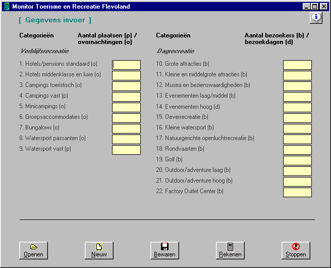 6.2. Invullen model Het opstartscherm verdwijnt na enkele seconden automatisch, waarna het invoerscherm (zie figuur 6.2.) verschijnt.