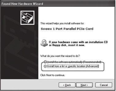 Installatie Windows XP Na opstarten van de computer verschijnt dit venster. Kies Niet deze keer ( No not this time ) en klik op Volgende ( Next ). Plaats de Sweex CD-ROM in de CD-ROM speler.