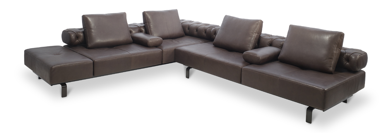 WING DIVAN BASE DESIGNED BY Hugo de Ruiter (NL) Transformeerbare sofa, die zich dankzij zijn draaibare elementen, moeiteloos aanpast aan de stemming van het ogenblik en van gedaante wisselt om