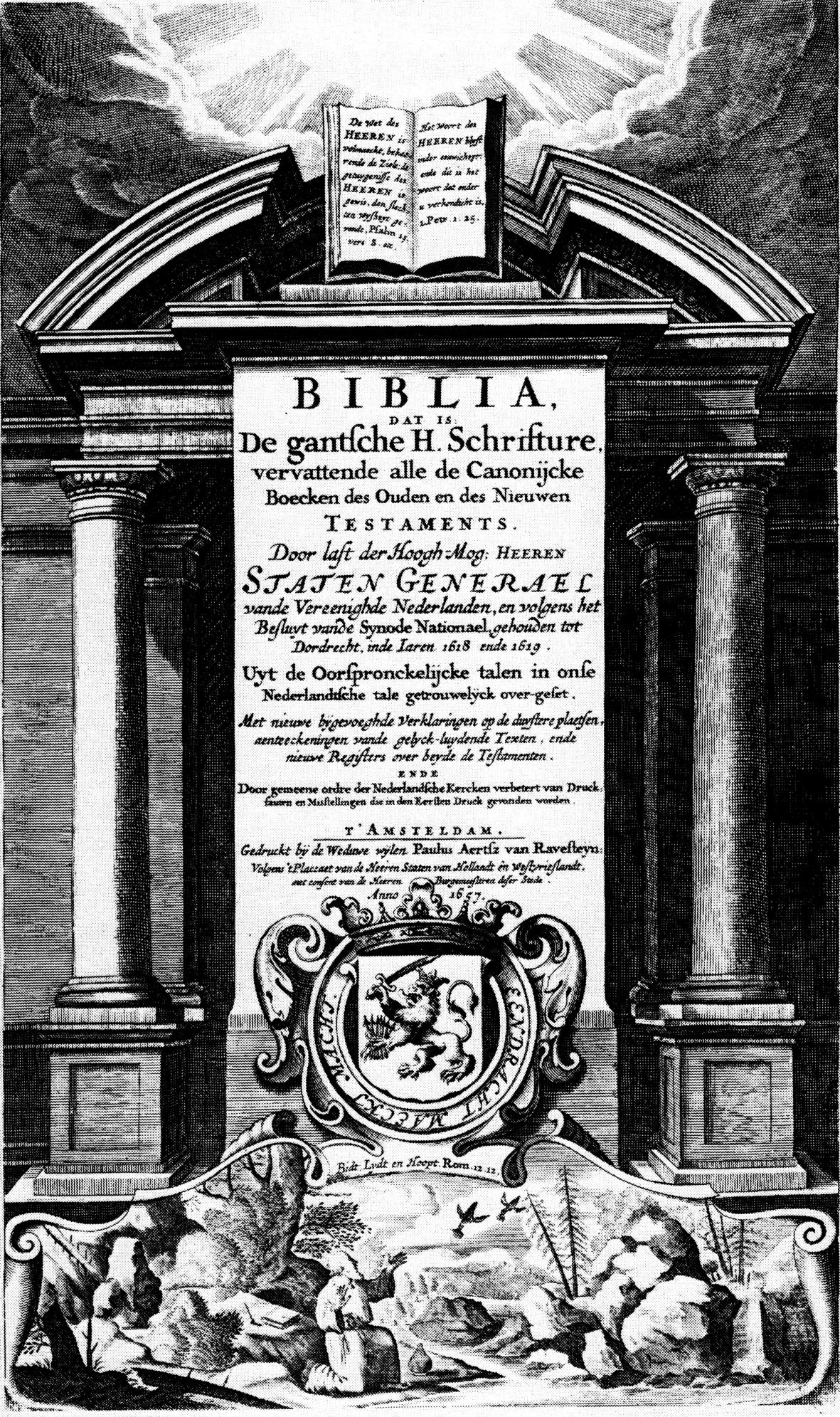 17 Statenbijbel, tweede Corrigeerbijbel, verschenen in 1657 bij de Weduwe van Ravesteyn.