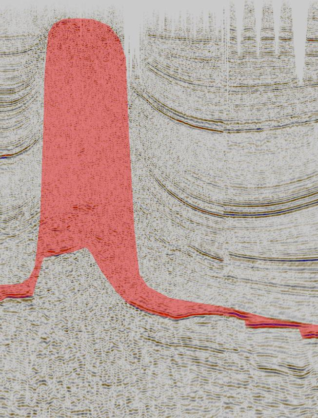 tijddiepte (twt msec) Zuidwending: Seismische doorsnede A A 0 5 km Top Zechstein Benadering van 1500m dieptelijn binnen de zoutstructuur zoutpijler anhydriet banken Basis Zechstein (top Rotliegend)