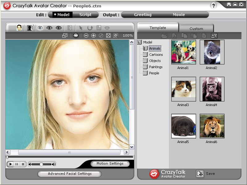 Beginnen Operatie Systeem Windows Vista/XP/2000 CrazyTalk Avatar Creator laat u toe om elke digitale foto, afbeelding of gelijkenis of een gezicht te importeren,