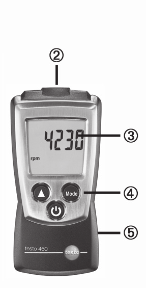 6 Beschrijving van het meetinstrument Beschrijving v/h meetinstrument À Beschermkap Á Fototransistor Â Display Ã Toetsen Ä Batterijvak (rugzijde) Inbedrijfname ã Batterij plaatsen: 1 Batterijvak