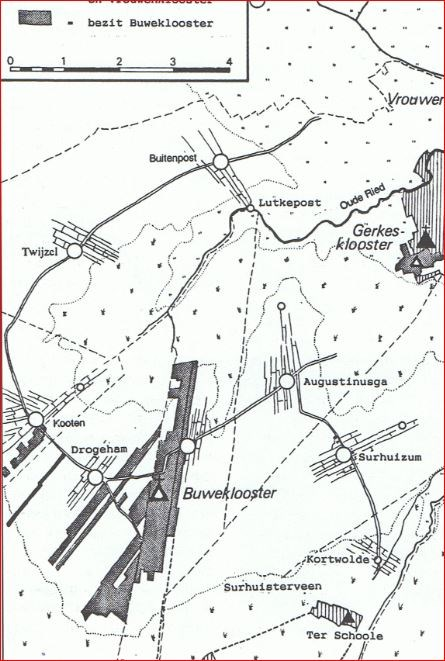 Afbeelding 4. Het plangebied op een kaart uit de atlas van Eekhoff uit de periode 1849-1858. Op bestudeerde recentere kaarten is het plangebied steeds onbebouwd en in agrarisch gebruik.