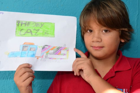 Kinderen uit Curaçao maakten tekeningen over reizen in de toekomst Bekijk ze op samsamnet Nicaragua: De bus rijdt zonder chauffeur De passagiers typen Er zitten ventilatoren een adres in en de