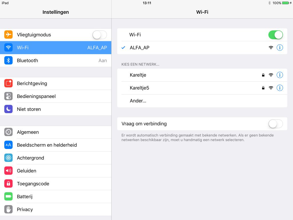 2.5 Verbinding maken tussen uw device en de router Het lokale Wifi-netwerk van de Alfa R36-router heet standaard ALFA_AP.