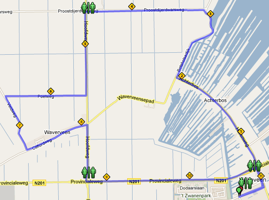 donderdag 26 mei 2011-10 km de Boei* 0,0 RA Poelweg 5,6 RA Kerklaan 0,1 LA Veldweg 6,5 LA Herenweg 0,3 LA Cliffordweg 7,3 RD Onder viaduct door 0,6 RA Hoofdweg richting Wilnis 8,1