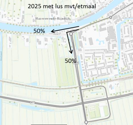 Hoofdstuk 2 Routekeuze Om erachter te komen wat de verschillen zijn in de routekeuze bij de aanleg van een omleidingsweg is een selected link gemaakt op een punt op de Rijndijk ter hoogte van de