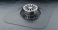 Detail, WOLFIN - afwatering- en ventilatiesysteem Het WOLFIN afwaterings- en ventilatiesysteem bestaat uit roestvrij staal. De flenzen zijn uit roestvrij gecacheerde staalplaat.