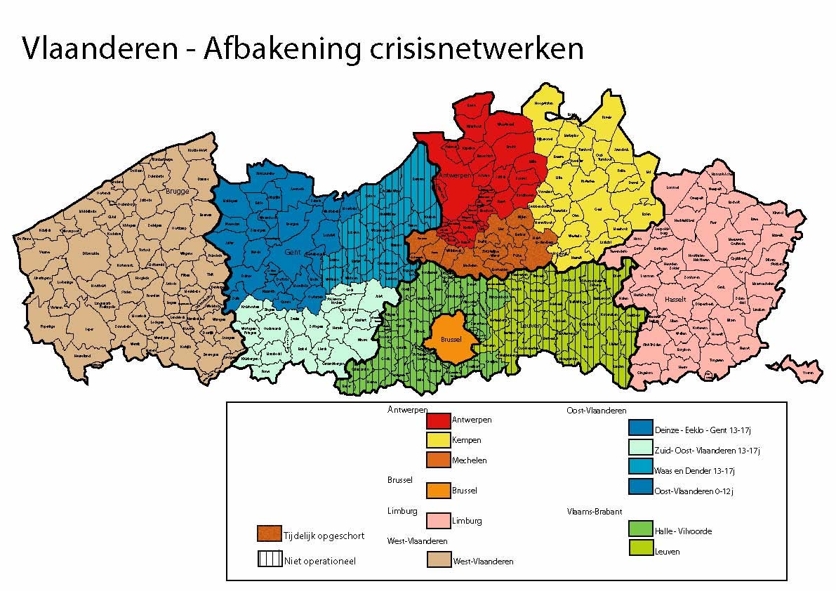 4. GEOGRAFISCH OVERZICHT NETWERKEN CRISISJEUGDHULP Operationele hulpprogramma s Hulpprogramma Antwerpen Hulpprogramma West-Vlaanderen Hulpprogramma Oost-Vlaanderen 0-2 jarigen Hulpprogramma