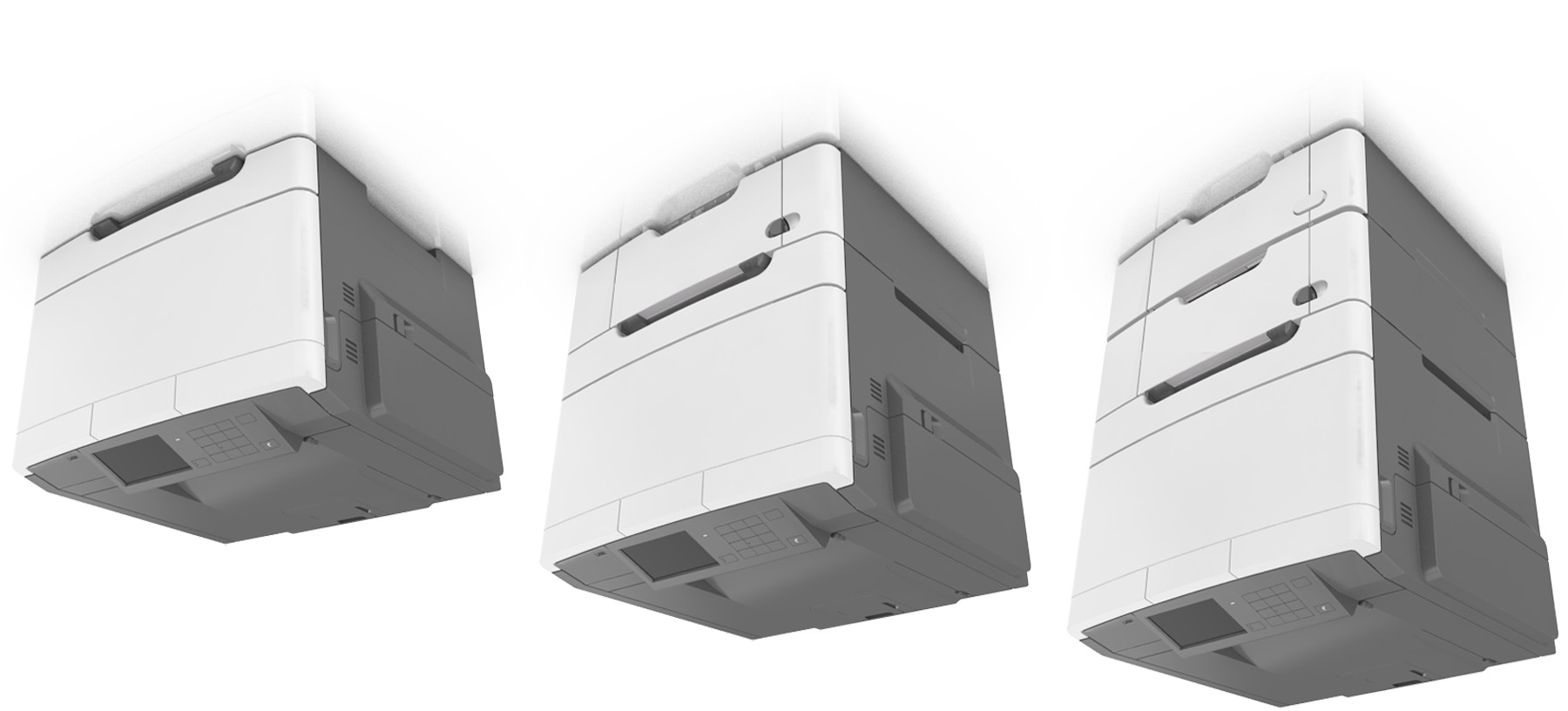 Omgaan met de printer 10 1 Rechterkant 102 mm (4 inch) 2 Voorkant 508 mm (20 inch) 3 Linkerkant 152 mm (6 inch) 4 Achterkant 102 mm (4 inch) 5 Bovenkant 254 mm (10 inch) Printerconfiguraties LET OP: