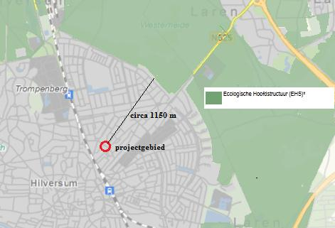 Huygensstraat 80A te Hilversum 11 februari 2015 Pagina 6 van 14 3 BESCHERMDE GEBIEDEN Het projectgebied is niet in of nabij de Ecologische Hoofdstructuur gelegen, zie afbeelding 4.