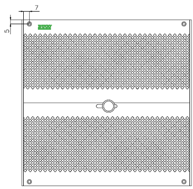 5. Gaten (ø 4 mm) boren voor de bevestiging op de vier hoeken volgens tekening.