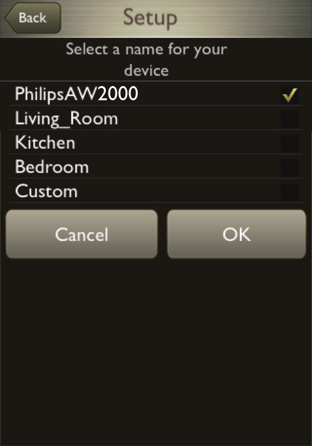 5 Sluit, zoals beschreven, de app af en selecteer Philips_Install in de lijst van beschikbare Wi-Fi-netwerken.