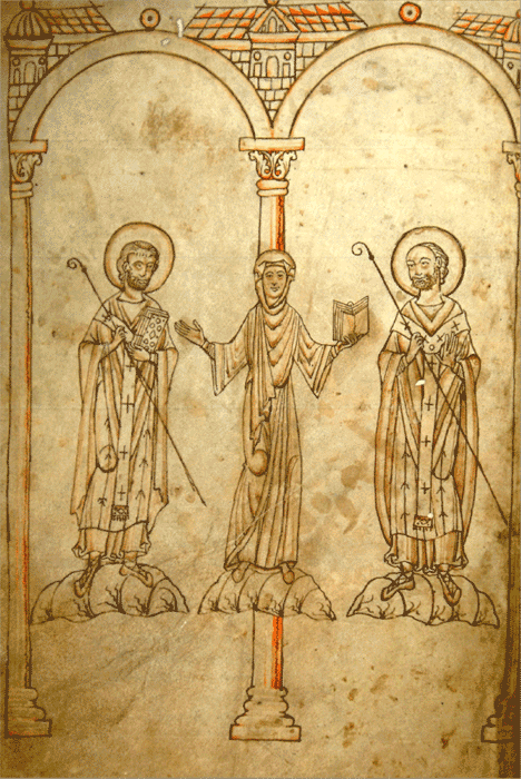 72 Imago van Loon schenkt een evangelieboek aan de abdij van Susteren (1174).
