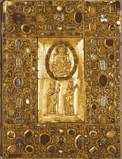 80 Het prachtige Samuhel-evangeliarium (tweede kwart 9 de eeuw) uit de domschat van Quedlinburg is het zusterhandschrift van het
