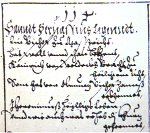 175 In 1462 bericht de Beierse bibliofiel Jacob Püterich von Reichertshausen, die zich voor alten puecher interesseert, dat Veldeke de Servaaslegende heeft gedicht. Duitse literatuur geroemd.