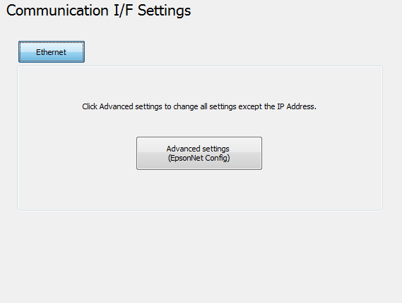 TM-T88V Utility Ethernet Start EpsonNet Config en configureert netwerkadressen.