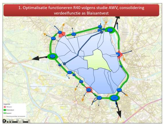 Figuur 21. Het verkeersgeleidingssysteem (VGS) functioneert vanuit de R40.