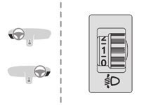 Verlichting en signalering Koplampen verstellen Reizen naar het buitenland Wanneer u uw auto gaat gebruiken in een land waarin het verkeer aan de andere kant van de weg rijdt, moet de afstelling van