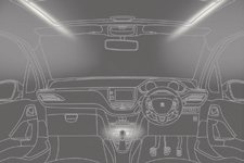 Toegang tot de auto, starten Sfeerverlichting Inschakelen Als het buiten donker is, gaan de leds van de sfeerverlichting (plafonnier, instrumentenpaneel, voetenruimte, panoramadak) automatisch