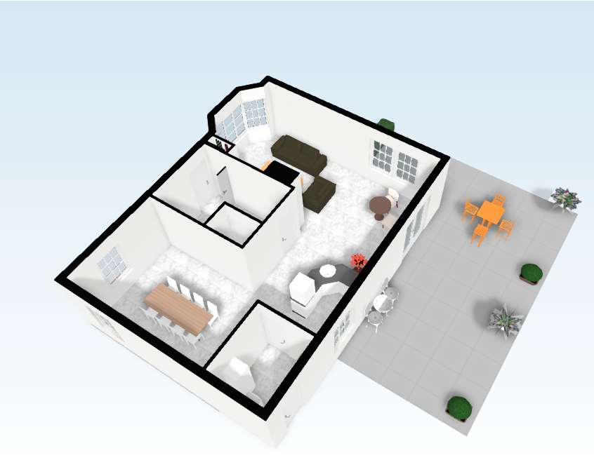 Plattegrond 3D begane grond Bovenstaande