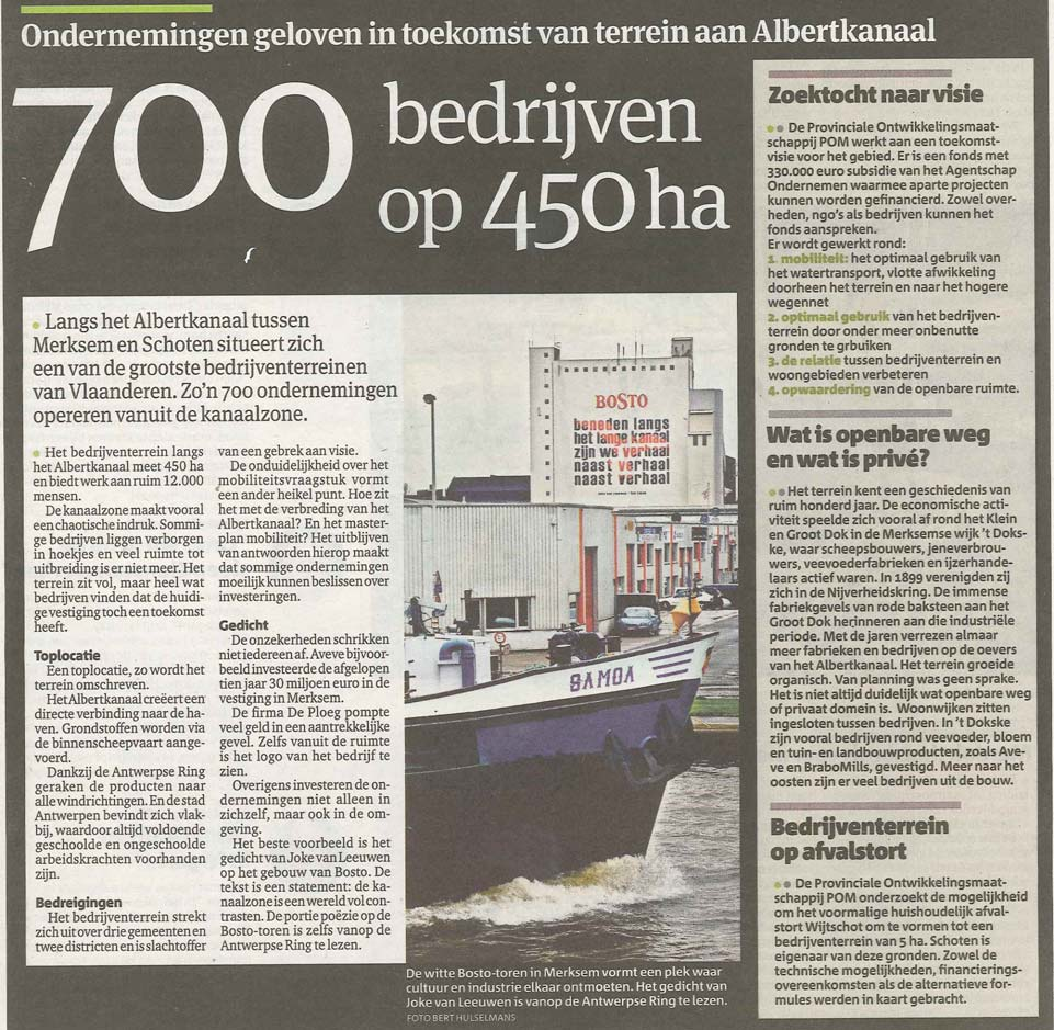 Inbreiding en herstructurering Antwerpen Kanaal Economisch